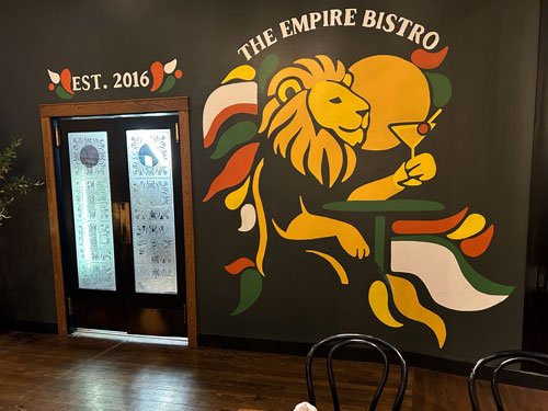 Logo mural and kitchen doors